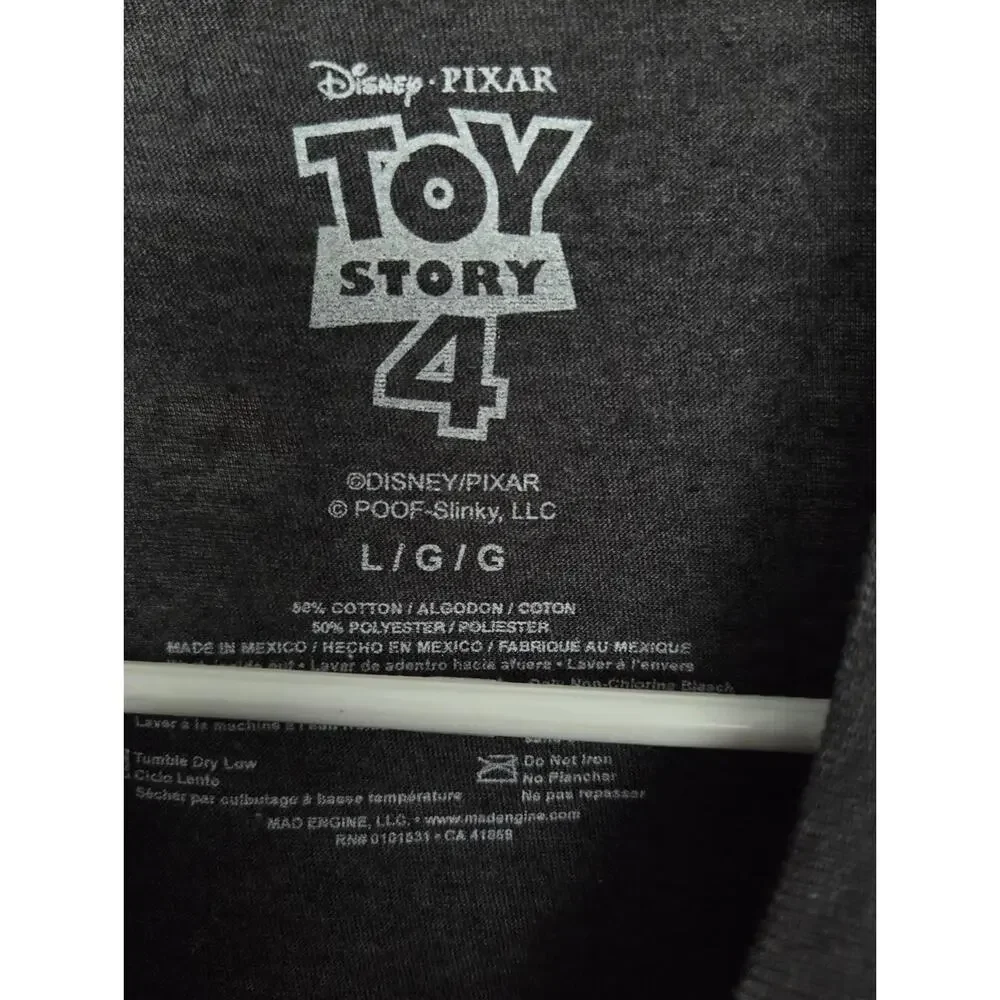 Disney Toy Story 4 Shirt Large L Gray Buzz Woody Bo Peep Slinky Dog Alien NWOT